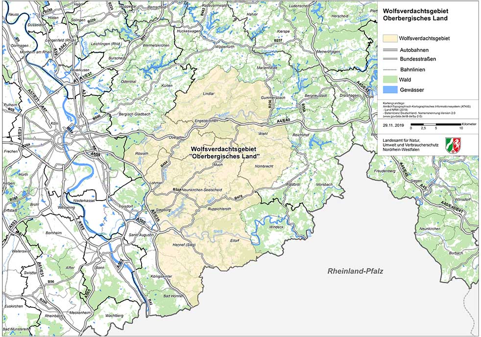 Das Wolfverdachtsgebiet Oberbergisches Land
