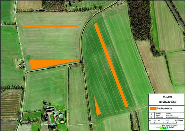 Die Strukturbrücken bieten dem Niederwild in der Kulturlandschaft ausreichend Deckung und Äsung. (Karte: Stiftung Westf. Kulturlandschaft)